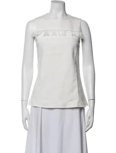 Pre-owned Akris Punto Crew Neck Sleeveless Top In White