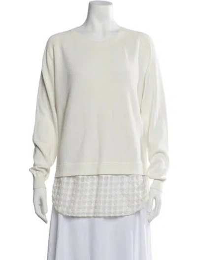 Pre-owned Akris Punto Crew Neck Sweater In White
