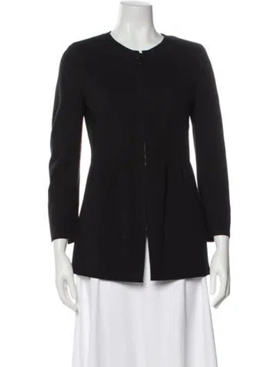 Pre-owned Akris Punto Crew Neck Three-quarter Sleeve Blouse In Black