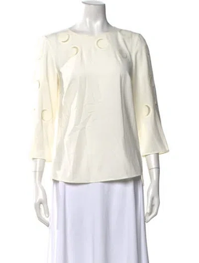 Pre-owned Akris Punto Crew Neck Three-quarter Sleeve Blouse In White