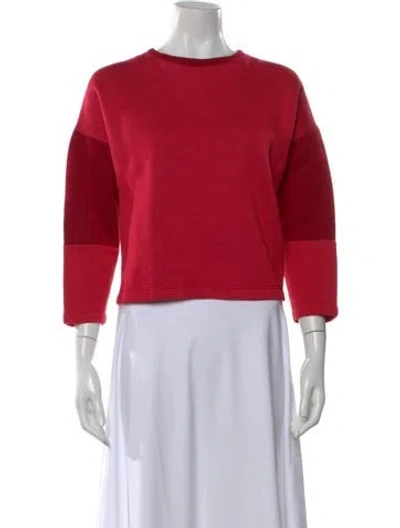 Pre-owned Akris Punto Crew Neck Three-quarter Sleeve Sweatshirt In Red
