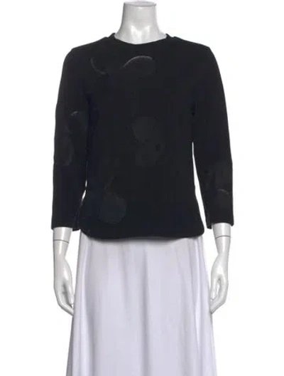 Pre-owned Akris Punto Crew Neck Three-quarter Sleeve Top In Black