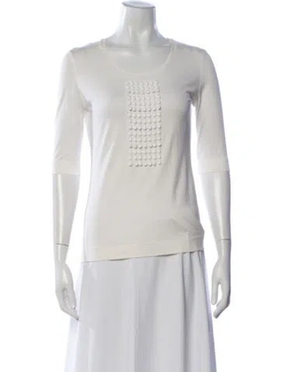 Pre-owned Akris Punto Crew Neck Three-quarter Sleeve T-shirt In Neutrals