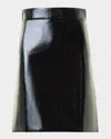 Akris Punto Crinkled Lacquered Mini Skirt In Black