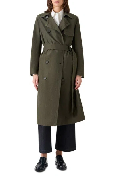 Akris Punto Double-breasted Crinkled Parachute Taffeta Belted Trench Coat In Green