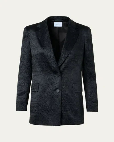 Akris Punto Crinkled Satin Single-breasted Blazer Jacket In Black
