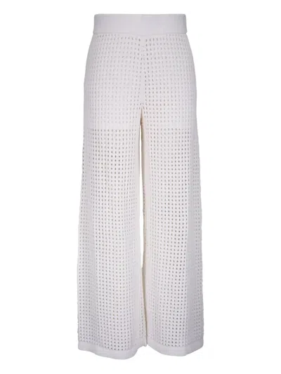 Akris Punto Crochet-knit Wide-leg Trousers In White