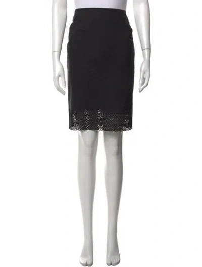 Pre-owned Akris Punto Crochet Trim Knee-length Skirt In Black