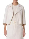 Akris Punto Crop Boxy Biker Jacket In Cashew In Gray