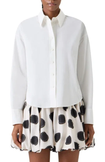 Akris Punto Crop Cotton Poplin Button-up Shirt In White
