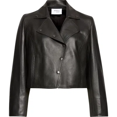 Akris Punto Crop Perforated Leather Jacket In Black