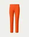 Akris Punto Franca Mid-rise Slim-leg Ankle Cotton Techno Stretch Pants In Orange