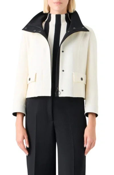 Akris Punto Crop Virgin Wool Jacket In Multi