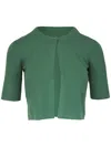 Akris Punto One Button Merino Wool Cropped Cardigan In Green
