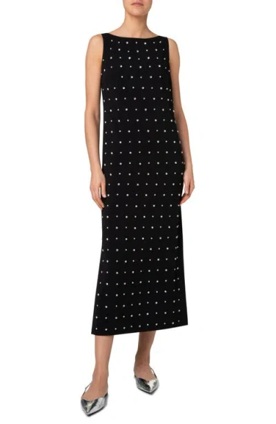 AKRIS PUNTO AKRIS PUNTO CRYSTAL STUD SLEEVELESS MIDI DRESS