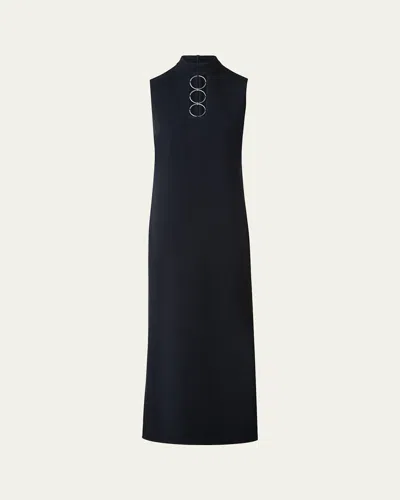 Akris Punto Cutout Ring Hardware Wool Dress In Blue