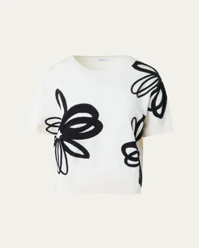 AKRIS PUNTO DAISY BLOW UP INTARSIA MERINO WOOL SWEATER