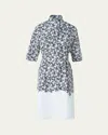 Akris Punto Daisy-print Cotton Poplin Belted Shirtdress In Multi