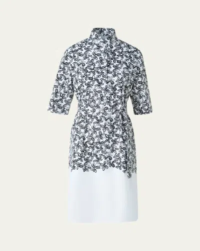 Akris Punto Daisy-print Cotton Poplin Belted Shirtdress In Multi