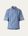 Akris Punto Deck Chair Stripe Zip-front Poplin Blouse In Navy-cream