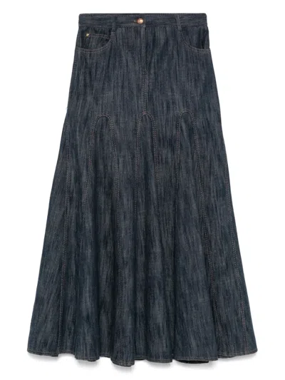 Akris Punto Denim Maxi Skirt In Blue