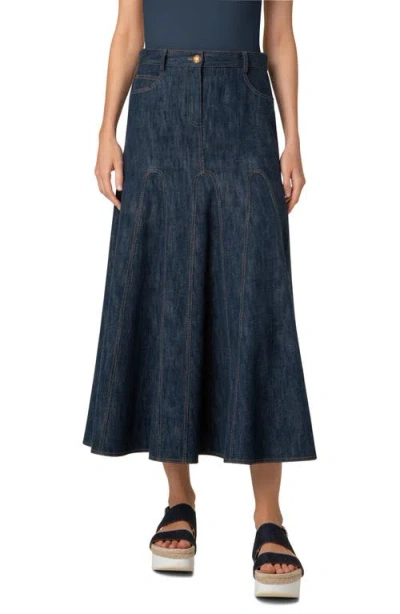 Akris Punto Denim Midi Skirt In Navy Denim