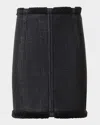 Akris Punto Denim Mini Skirt With Faux Fur Bonding In Black