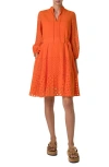 Akris Punto Polka Dot Organzino Belted Shirt Dress In Orange