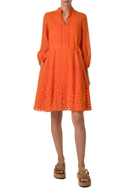 AKRIS PUNTO AKRIS PUNTO DEVORÉ POLKA DOT BELTED SHIRTDRESS