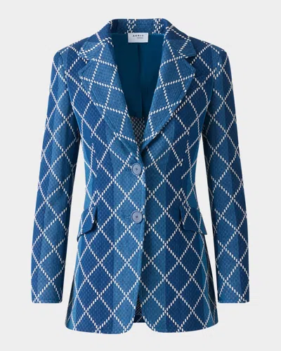 AKRIS PUNTO DIAMOND COTTON JACQUARD FITTED BLAZER