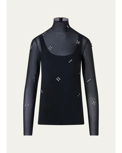 Akris Punto Diamond Dice Dot Top In Black