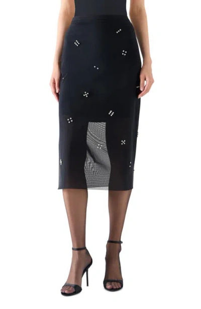 Akris Punto Diamond Dice Mesh Pencil Skirt In Multi