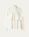 Akris Punto Diamond Dot Devore Flounce Blouse In Transparent