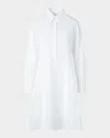 Akris Punto Diamond Eyelet Poplin Long-sleeve Mini Shirtdress