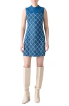 Akris Punto Diamond Jacquard Cotton Sheath Dress In Blue