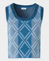 Akris Punto Diamond Jacquard Merino Wool Top In Blue