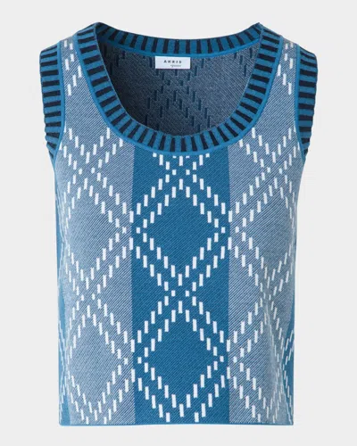 AKRIS PUNTO DIAMOND JACQUARD MERINO WOOL TOP