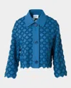 Akris Punto Diamond Plush Embroidered Cotton Batiste Shirt Jacket In Blue