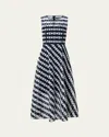 Akris Punto Dot Cut-out Guipure Fit-flare Midi Dress In Navy-cream