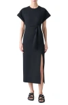 Akris Punto Dot Cutout Back Dolman Sleeve Midi Dress