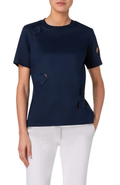 Akris Punto Dot Cutout Cotton T-shirt In Ink