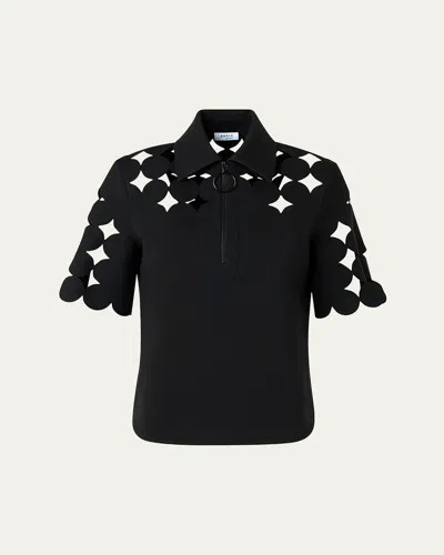 Akris Punto Dot Cutout Short-sleeve Quarter-zip Shirt In Black