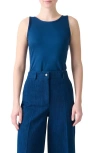 Akris Punto Dot Detail Sleeveless Stretch Modal Top In Blue