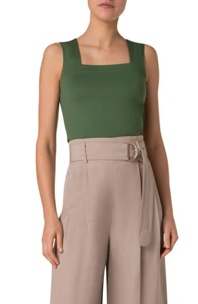 Akris Punto Dot Detail Stretch Jersey Tank In Laurel