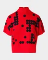 Akris Punto Dot Grid Jacquard Merino Wool Knit Sweater In Black