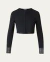Akris Punto Dot Lace-cuff Knit Crop Zip Cardigan