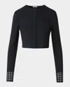 Akris Punto Dot Lace-cuff Knit Crop Zip Cardigan In Black