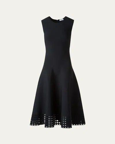 Akris Punto Dot Lace-hem Sleeveless Midi Dress