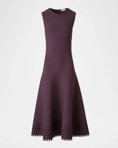Akris Punto Dot Lace-hem Sleeveless Midi Dress In Burgundy
