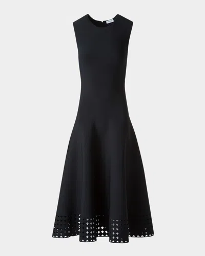 AKRIS PUNTO DOT LACE-HEM SLEEVELESS MIDI DRESS